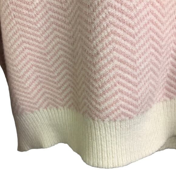 Mable Sweater Womens Sz S Pink Cream Chevron Long Sleeves V-Neck Collared NWT - Picture 6 of 10